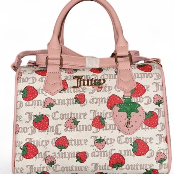 Juicy Couture Handbags - Juicy Couture Cream and Pink Strawberry Satchel